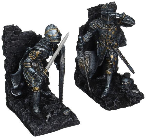騎士ブックエンド（2つセット） アーサー王伝説 彫刻 彫像/ アーサー王と円卓の騎士 書斎（輸入品
