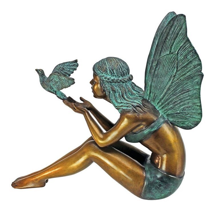 バード フェアリー 平和の鳩を、解き放つ妖精彫像 ブロンズ製 ガーデン彫刻 ミディアム 鋳鉄製 装飾アート彫像(輸入品_画像5