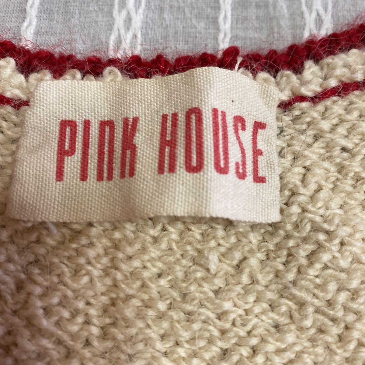PINK HOUSE ニットセーター 長袖 赤　白　ピンクハウス　　レトロ　レッド　ホワイト_画像2