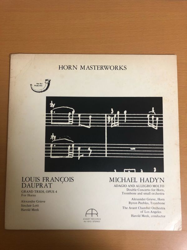 【LP】Horn Masterworks Alexander Grieve/Sinclair Lott/Harold Meek Michael Haydn Louis-Francois Dauprat ホルン AV-1013_画像1