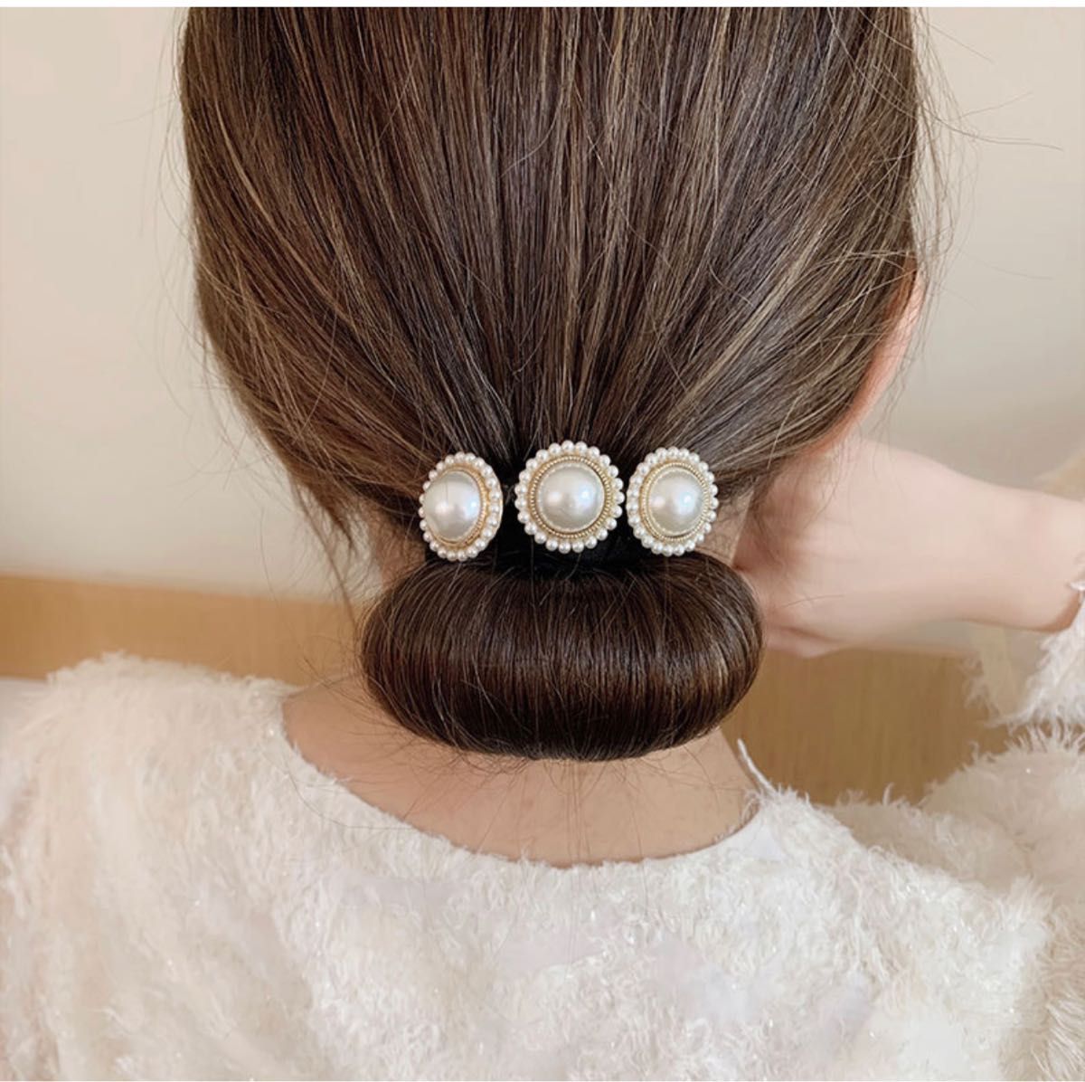 予約中!】 ヘアアクセサリー パール フラワー お団子メーカー