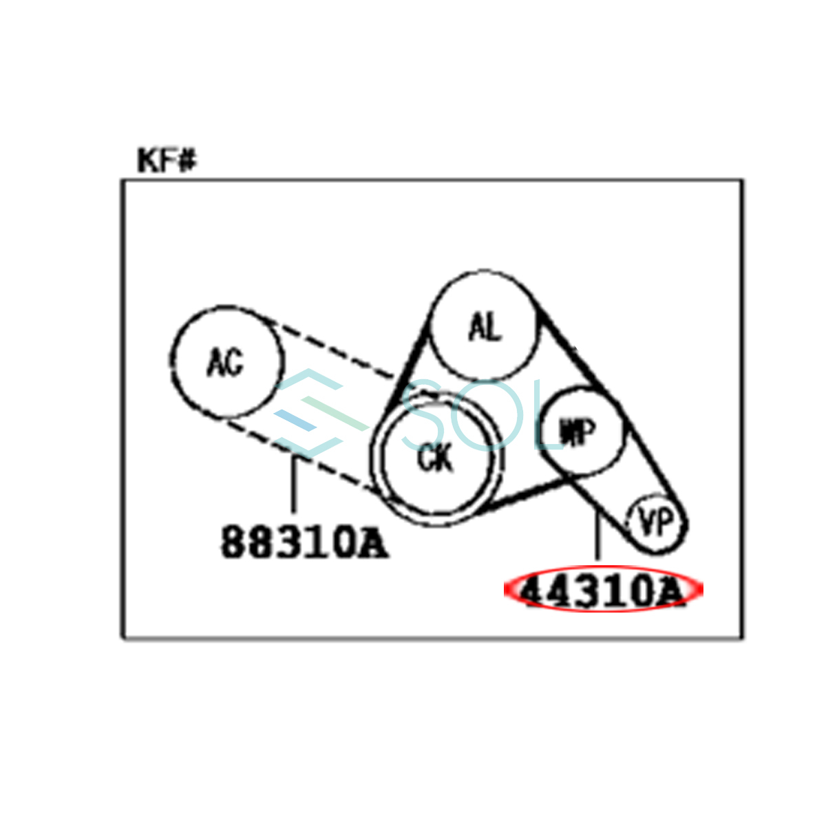 ダイハツ ハイゼット(S321V S321W S331V S331W) アトレー(S321G S331G) パワステベルト ファンベルト 3PK-810 90048-31075_画像2