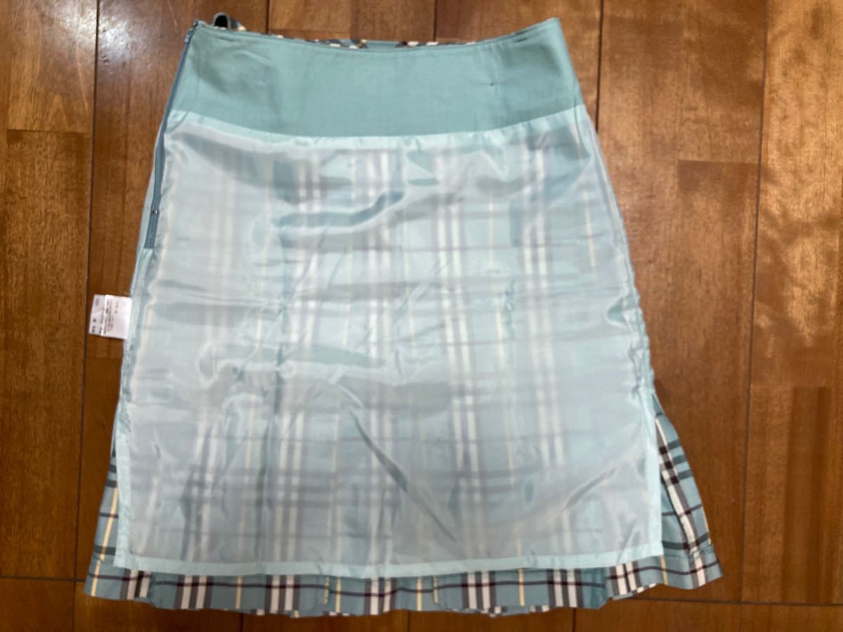 【希少美品】BURBERRY BLUE LABEL/バーバリーブルーレーベル/水色ノバチェックミニプリーツスカート/36S