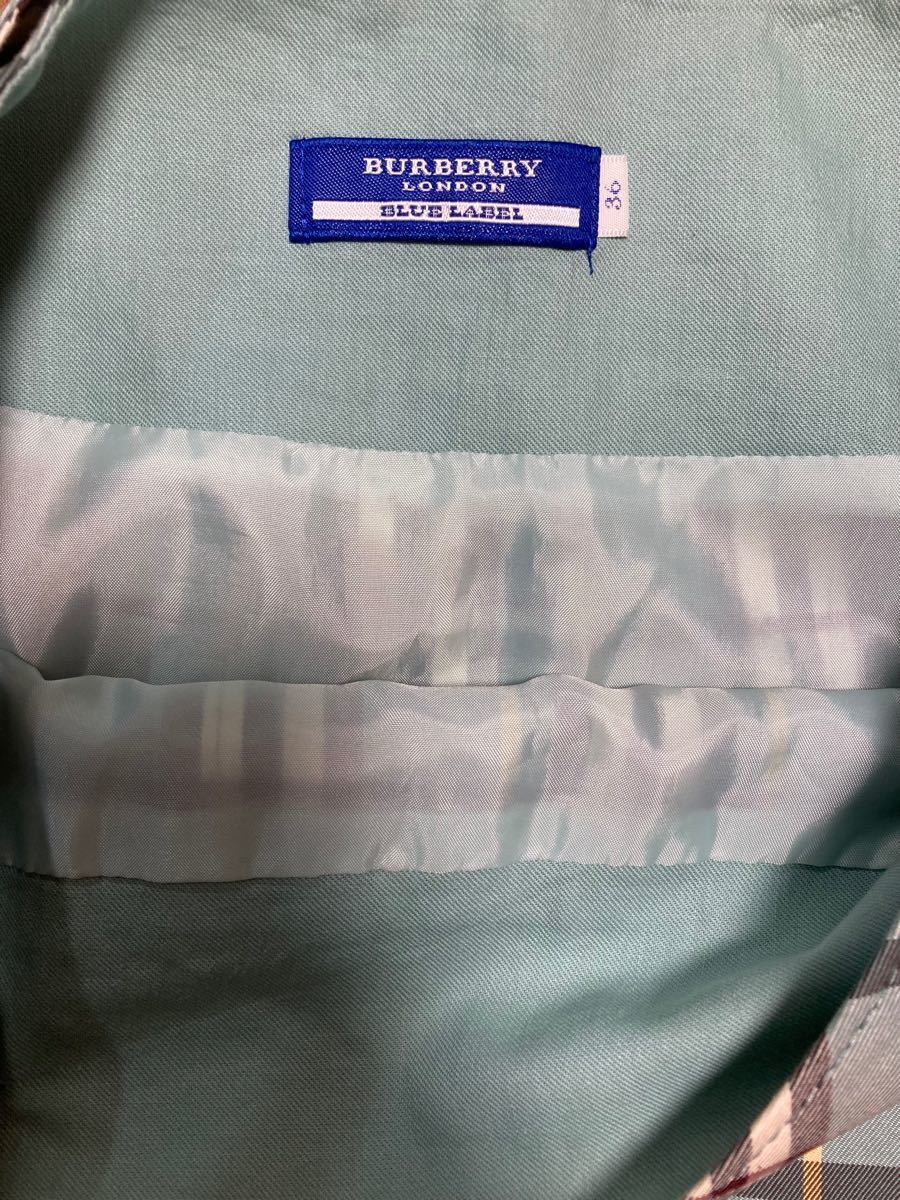 【希少美品】BURBERRY BLUE LABEL/バーバリーブルーレーベル/水色ノバチェックミニプリーツスカート/36S