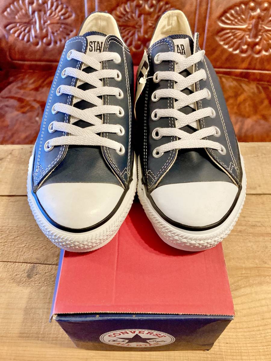 90s!USA!希少レア!!コンバース ALL STAR LEATHER ネイビー 6.5 25cm