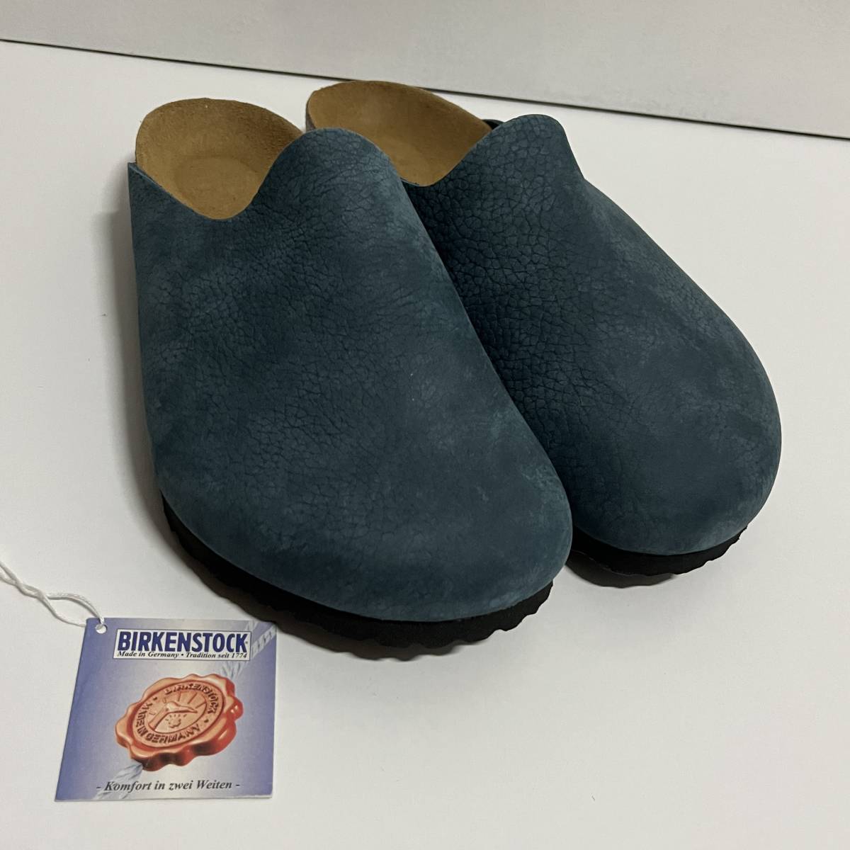 ★ 送料込み 未使用 ドイツ製 珍品 BIRKENSTOCK Amsterdam ビルケンシュトック アムステルダム レザーサンダル ネイビー 42 ★_画像1