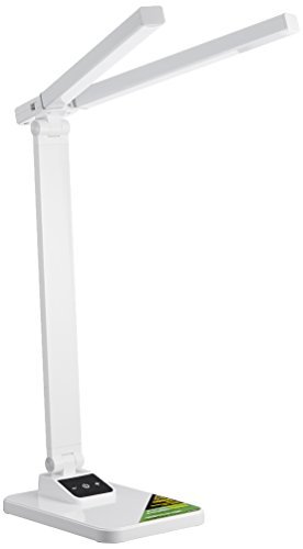 オーム電機 LED調光式 ツインセードデスクライト ホワイト [品番]06-1908 DS-LD65A-W