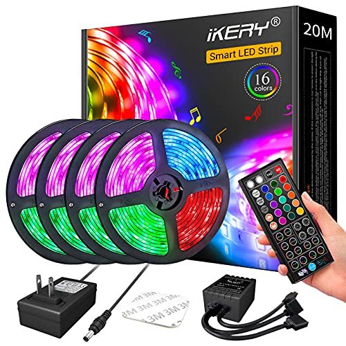 IKERY LEDテープライト20M RGB 両面テープ SMD5050 高輝度 PSE認証 4ピン 切断可能 調光調色 間接照明 取付簡単 工具不要の画像1