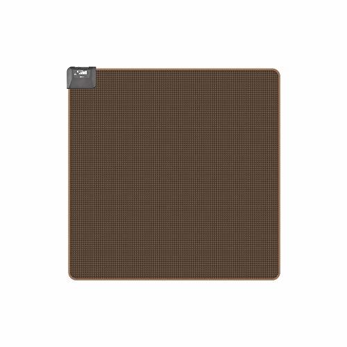 コウデン ホットカーペット 一体型 1畳 正方形 ブラウン チェック柄 カバーいらず ダニクリーン スライド温度調節 125×125cm_画像1