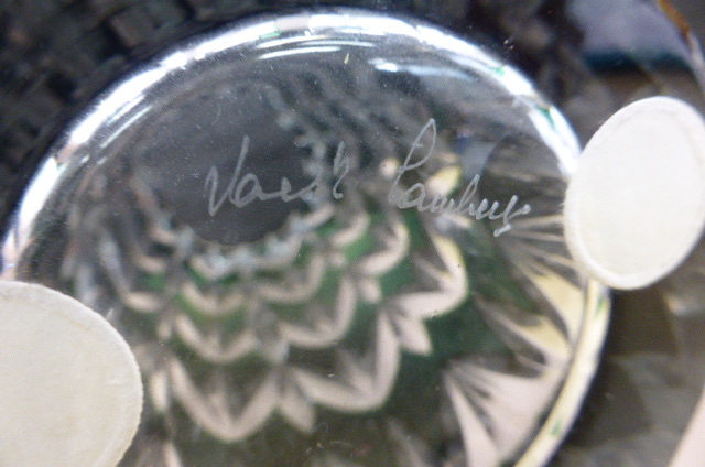 ヴァルサンランベール ベルギー 花瓶　花器　フラワーベース　クリスタル　刻印有　高さ27cm 緑 Val Saint Lambert crystal vase Belgian _画像9