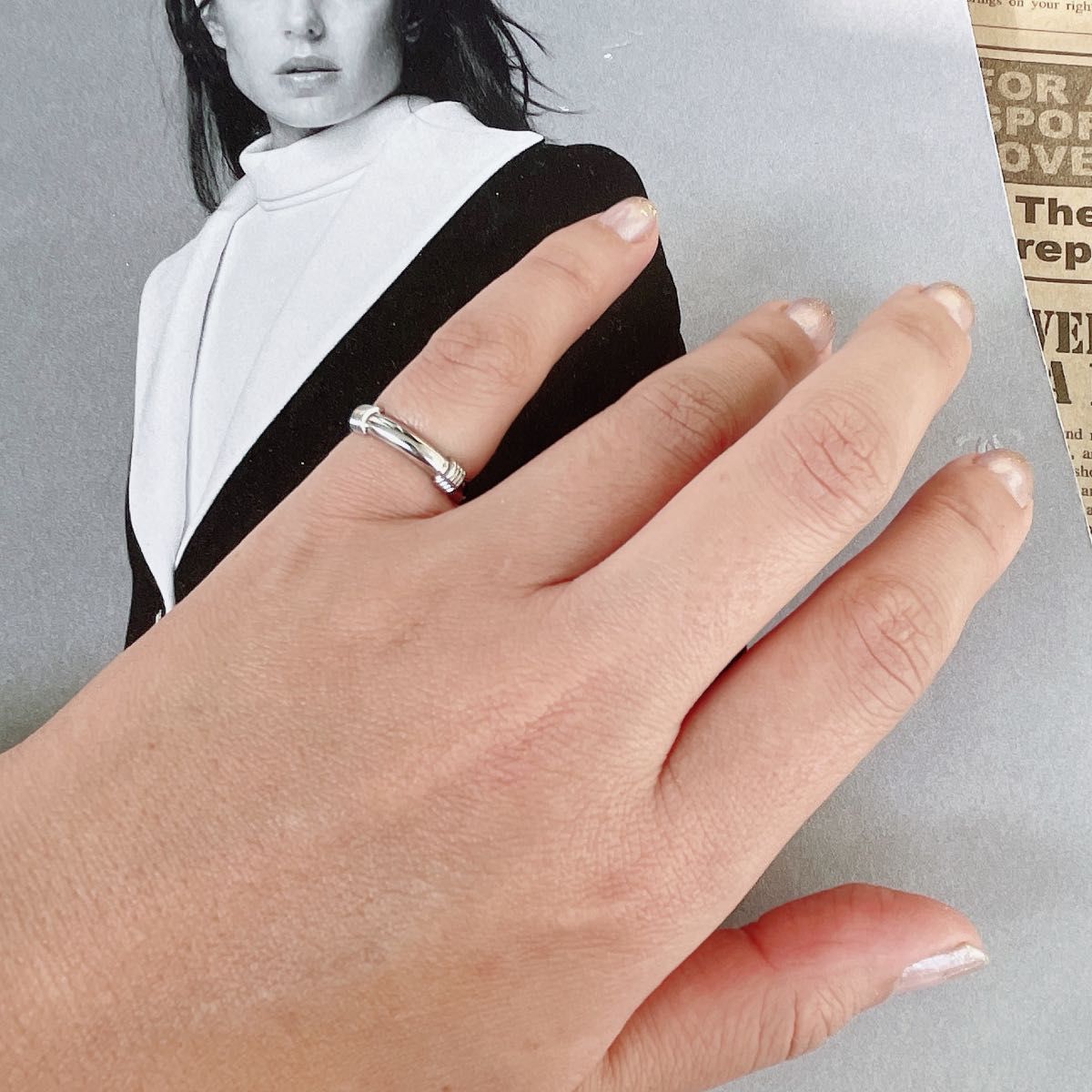 Dior pt950 バンドウィズ 2ワイヤー リング-