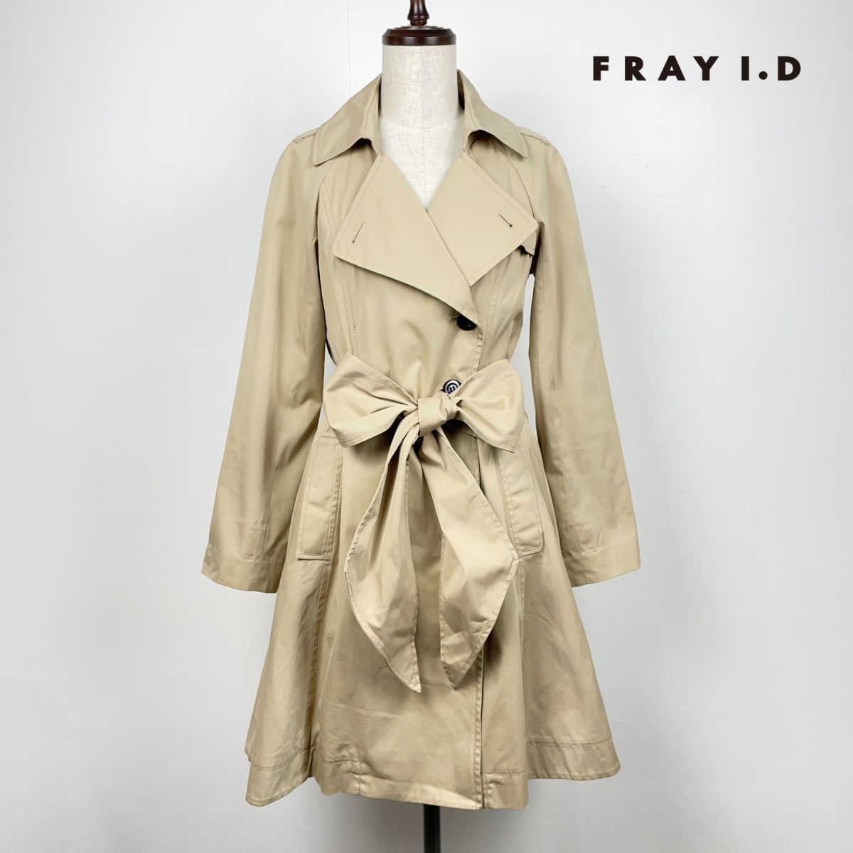 FRAY I.Df Ray I ti- trench coat outer waist belt A line lady's beige size 0*QB814