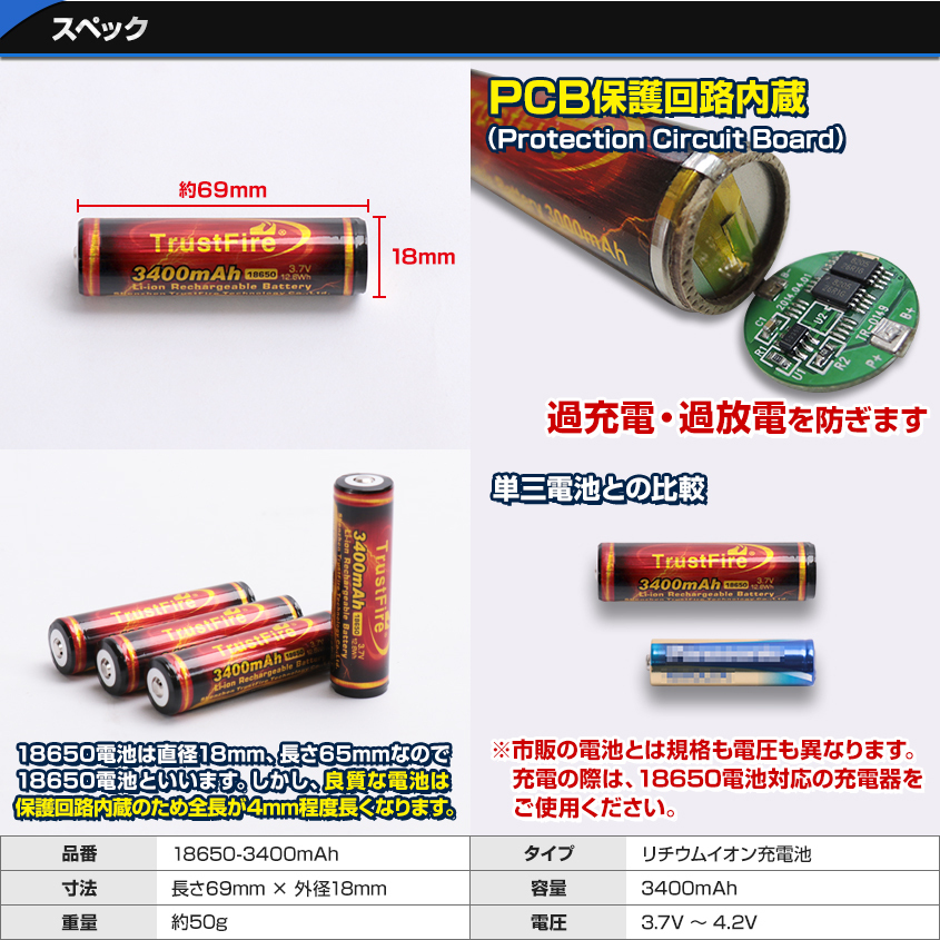 18650 lithium ион батарейка NCR 3.7v 3400mAh 2 шт. комплект PSE согласовано lithium перезаряжаемая батарея 