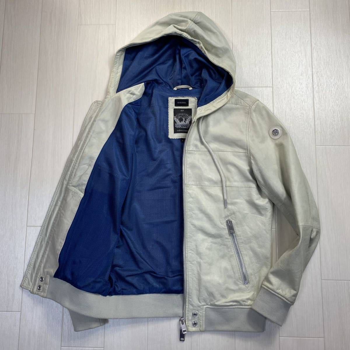 DIESEL レザーパーカー ホワイト bckediri.beacukai.go.id