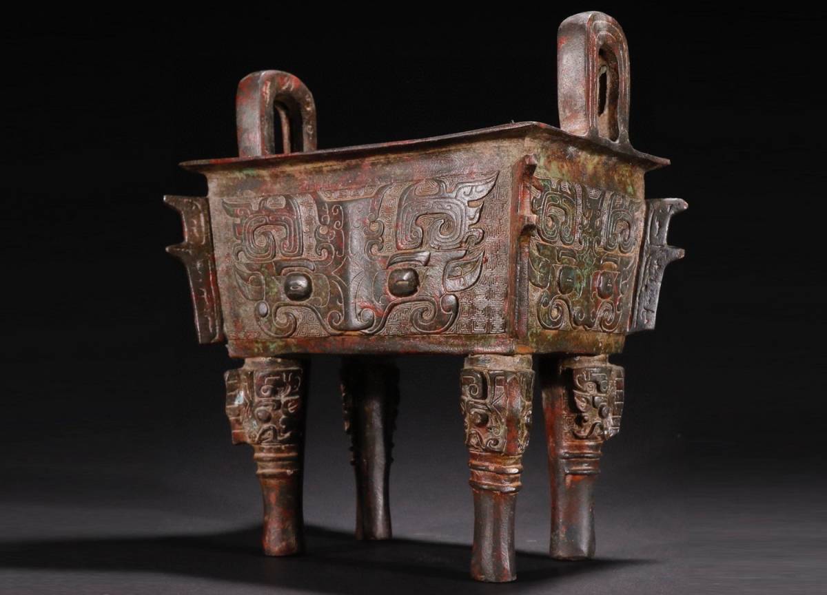 ◆明神◆極上珍品・中国・戦漢時代・青銅器・獣面四足香炉・礼器・非常に良い状態・中国古美術・古賞物・古董品