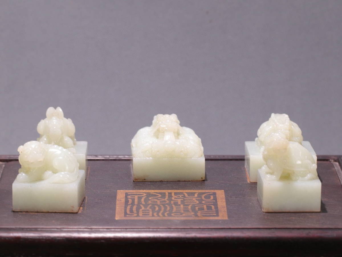 ◇明神◇極上珍品・伝来・清時代・和田玉彫・玉璽6点セット・共箱 ...