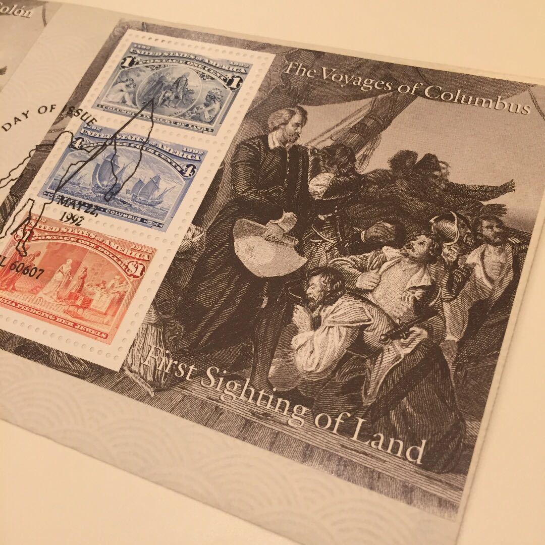 【送料無料】1992年 コロンブス 絵画 海外切手シート スペイン アメリカ ポスト セット2 ヴィンテージ　ビンテージ