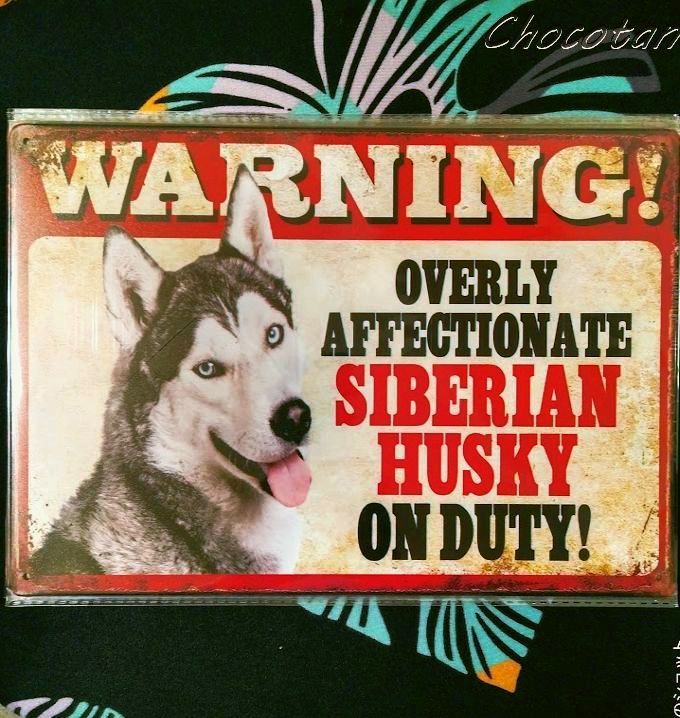 [ free shipping ]sibe Lien husky ② necessary attention warning WARNING metal autograph plate [ new goods ]