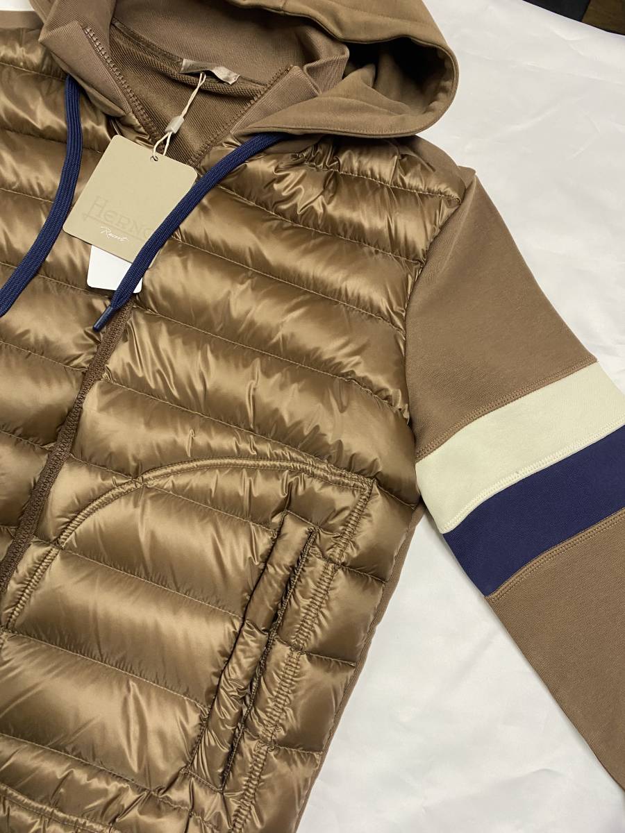 ヘルノ スウェットダウンパーカー ブルゾン JP00001UR50017 8160ブラウン HERNO RESORT 52サイズ_画像2