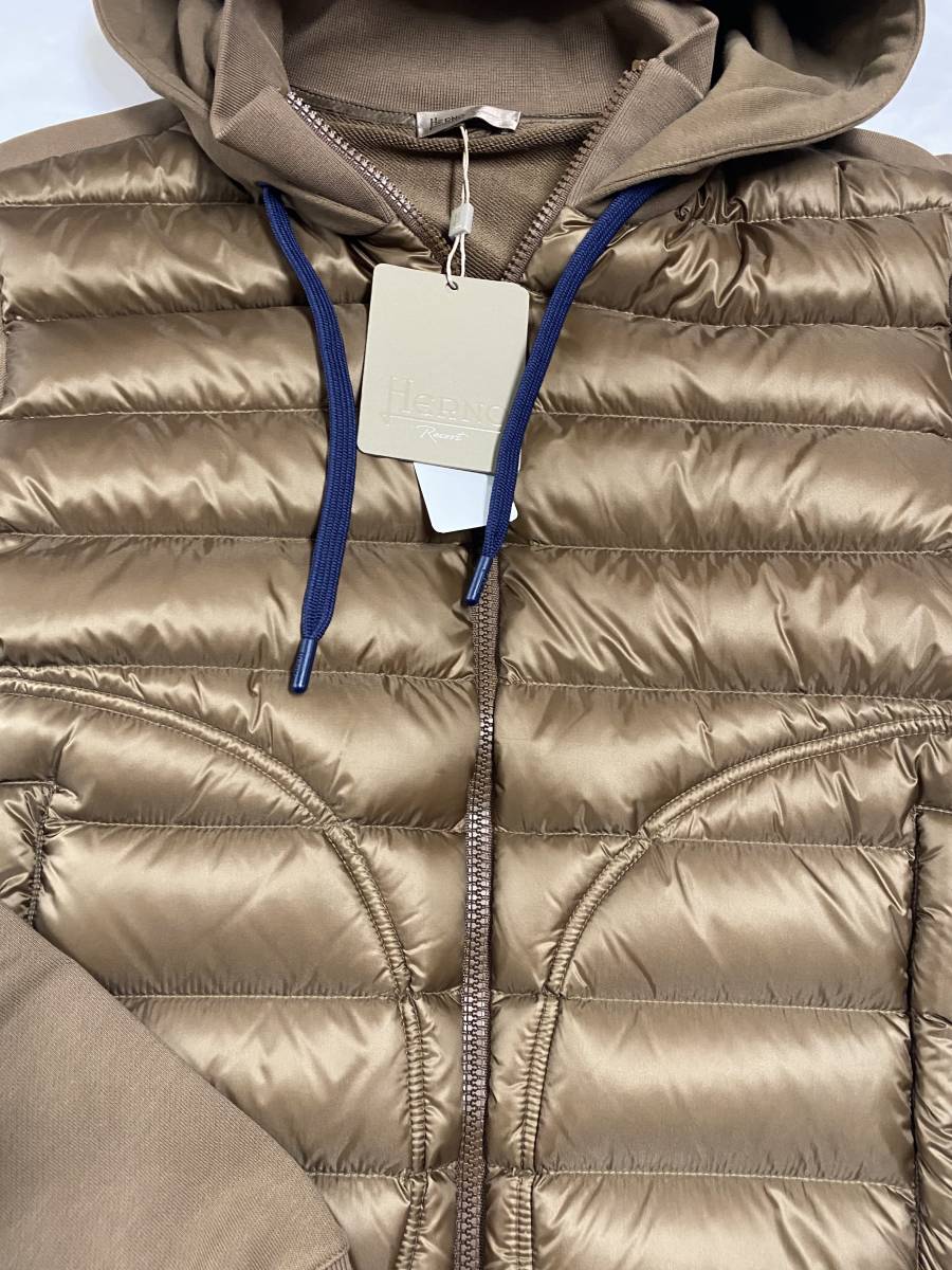 ヘルノ スウェットダウンパーカー ブルゾン JP00001UR50017 8160ブラウン HERNO RESORT 52サイズ_画像5