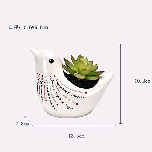 植木鉢 陶器 小鳥の多肉植物鉢 シンプル ヨーロッパ風 動物 かわいい 白（4号） (三点セット)_画像7