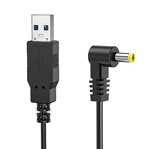 Emith USB(A) to DCジャック USB充電 ケーブル L字型 充電コード (直角/外径：4.0φ/内径：1.7φ)/ 黒/1m_画像1
