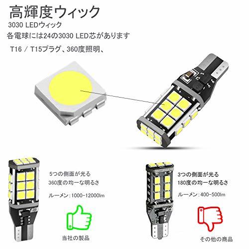 LEDバックランプ 爆光 1200ルーメン T16/T15 W16W T10 3030 後退灯(4個セット)Canbus キャンセラー内蔵 無極性 DC12V用 50000時間以上寿命_画像3