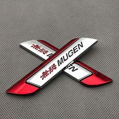 Aizfa メタルMUGEN サイドウィングクロームエンブレム 車ドアフェンダー スポーツバッジスティック 車のチューニング用 1ペア レッド_画像2