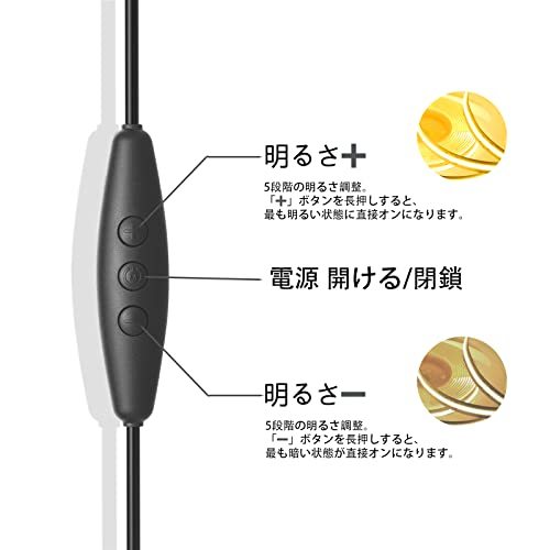LEKE USB 電源コードスイッチ、5段調光、45cmケーブル，0.5m-5m 5V USBヘッダー用LEDストリップ。_画像3