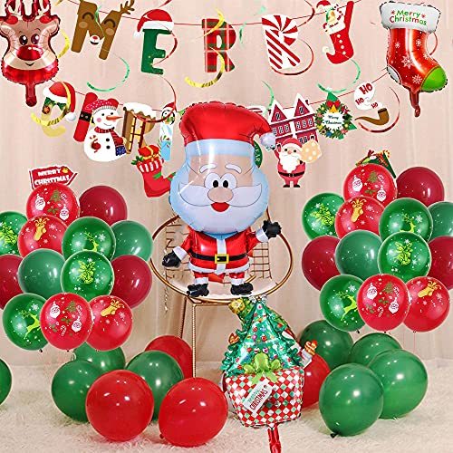 クリスマス 飾り付けセット 風船 MERRY CHRISTMAS ガーランド サンタクロースさんクリスマスソックス クリスマスツリー_画像2