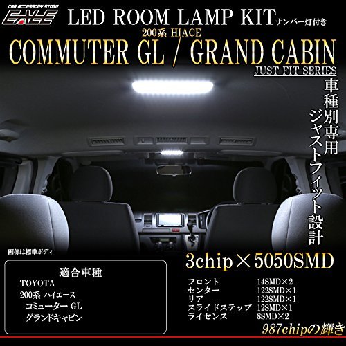 200系 ハイエース グランドキャビン コミューターGL 専用設計 LED ルームランプ キット 純白_画像2