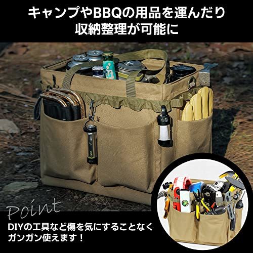 キャンプ 薪ケース マルチケース 帆布 折り畳み式 道具入れ 大容量【頑丈タフ仕様】釣り BBQ アウトドア 工具入れ DIY ガーデニング 収納_画像3