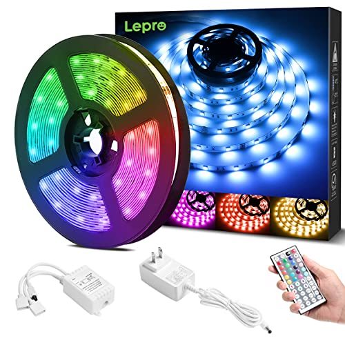 Lepro LEDテープライト RGB ledテープライト 5m 屋内用 明るさ調節 鮮やか 20色タイプ 44キーリモコン 調光調色 カラーDIY SMD5050_画像1