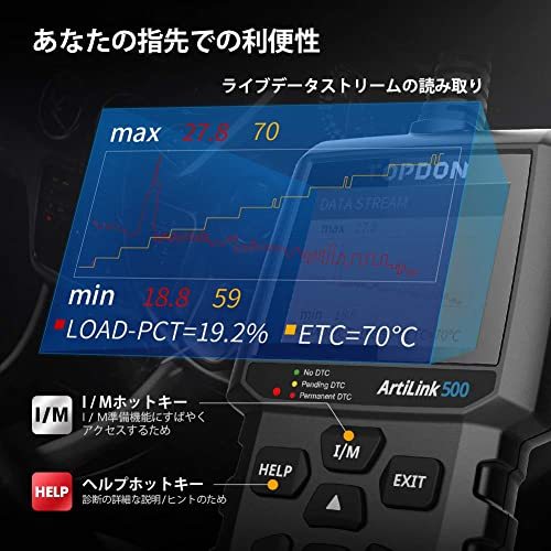 TOPDON AL500 OBD2 診断機 日本語 obd スキャンツール 12V 自動車 故障診断機 輸入車対応 全OBD2機能 コードの読み取り＆クリア_画像4