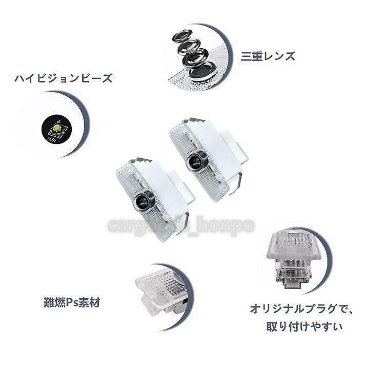 INFINITI インフィニティ LED ドア プロジェクター ガラスレンズ ライト ランプ ロゴ 左右2個セット 簡単交換