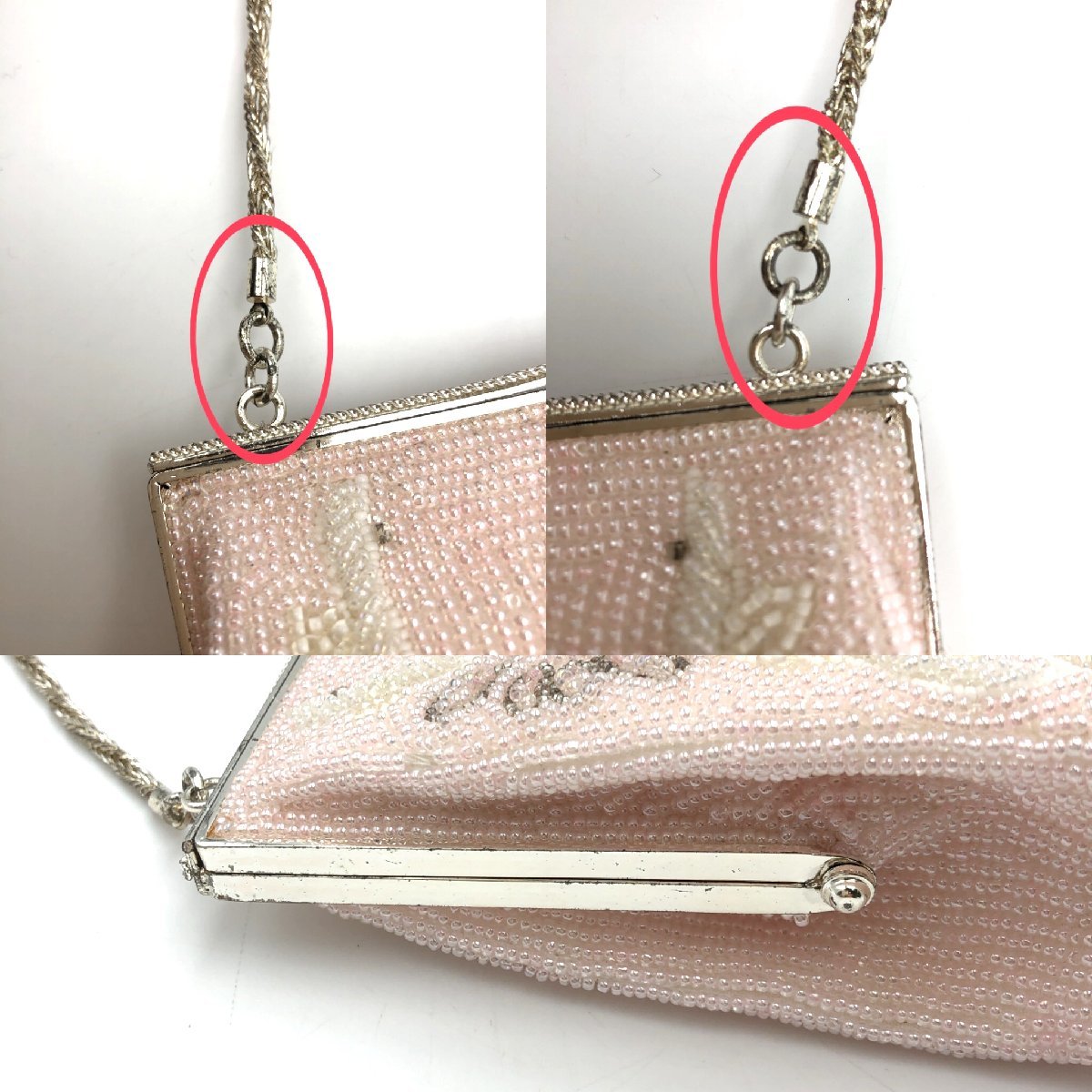  total beads handbag beads .... party rhinestone chain bag retro Vintage Japan embroidery .....[E road comfort ]