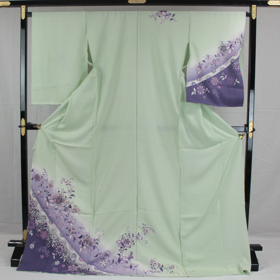 大幅値下げ 未仕立 刺繍・地紋入り友禅訪問着(八掛付)黒地 - rikyu