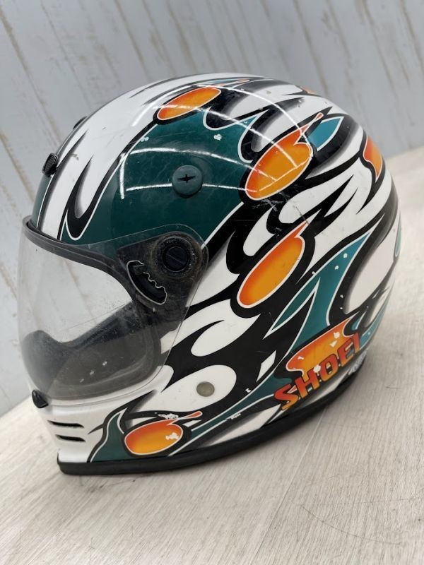 SHOEI モトクロスヘルメット HORNET-STING Lサイズ 59-60㎝ ホワイト/グリーン シールド フルフェイス オートバイ セーフティー 即日配送_画像3