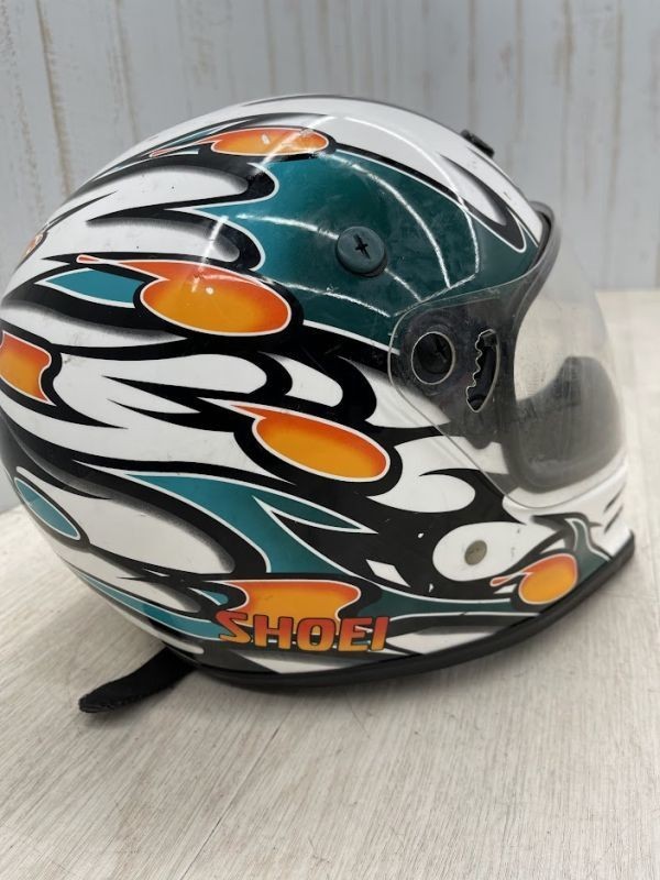 SHOEI モトクロスヘルメット HORNET-STING Lサイズ 59-60㎝ ホワイト/グリーン シールド フルフェイス オートバイ セーフティー 即日配送_画像7