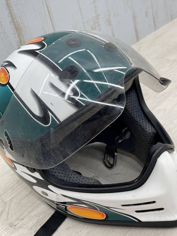 SHOEI モトクロスヘルメット HORNET-STING Lサイズ 59-60㎝ ホワイト/グリーン シールド フルフェイス オートバイ セーフティー 即日配送_画像6