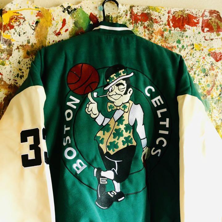 Celtics スタジャン ブルゾン 緑 グリーン 冬 メンズ アウター 厚手 NBA バスケット レイカーズ セルティック レブロン