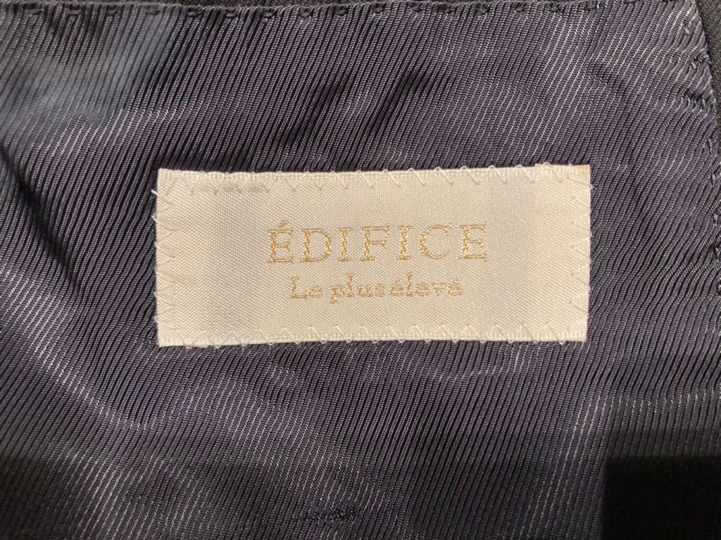 EDIFICE エディフィス メンズスーツ 三つボタン、セットアップ ネイビー サイズ44 高級生地 ウール100%_画像7