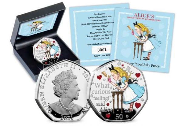 【新品・国内発送】不思議の国のアリス　完結150周年記念コイン（銀貨）　カラーアリスバージョン　ケース付き