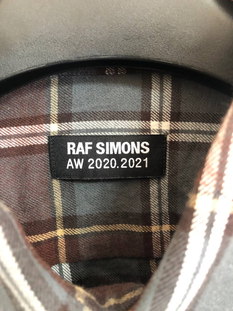 定価89100円 RAF SIMONS 20AW Big fit shirt Life on Mars プリント ネル チェック シャツ ラフシモンズ 44