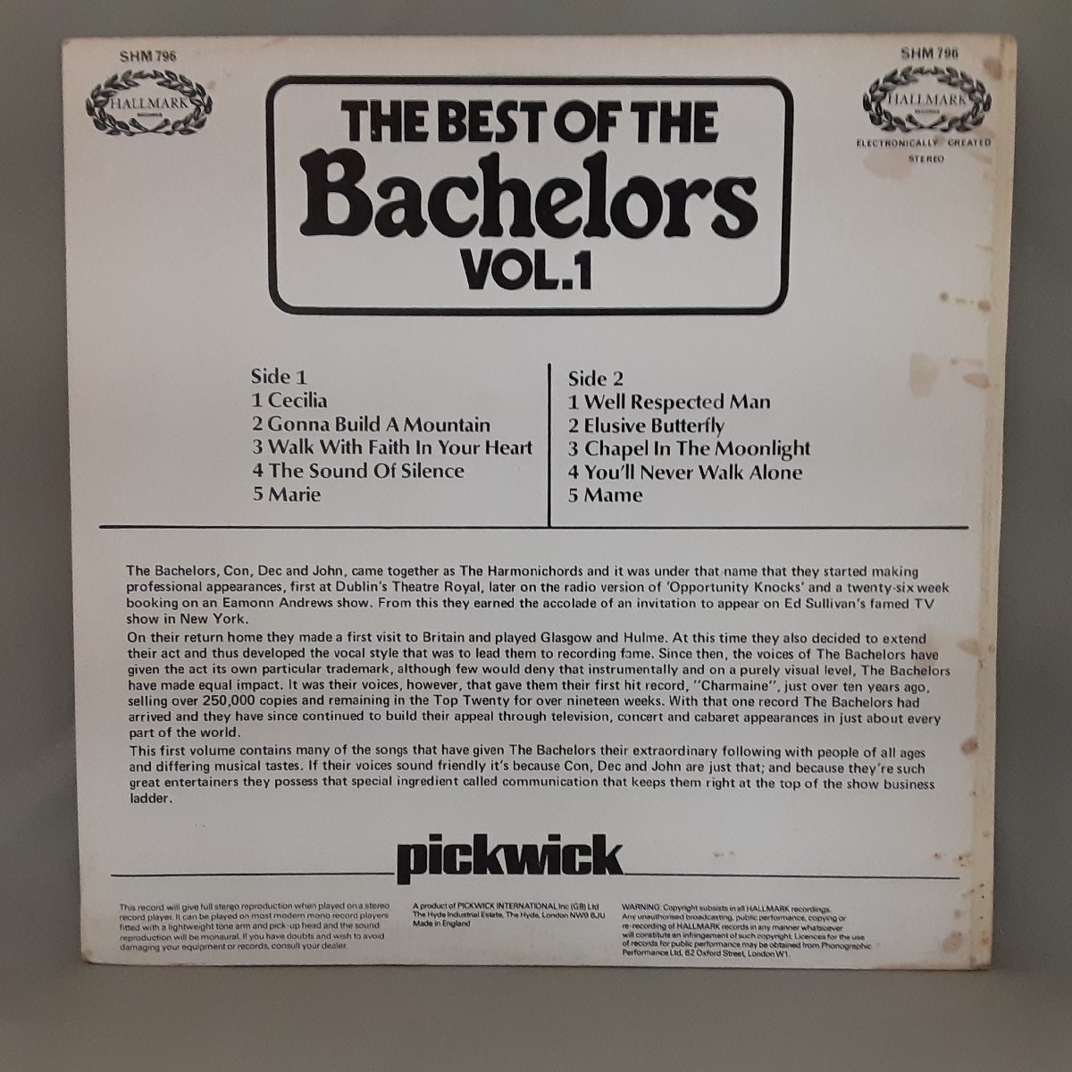 LP3枚セット ◇ THE BEST OF THE BACHELORS VOL.1,2,3 ○3LP SHM 796_画像3