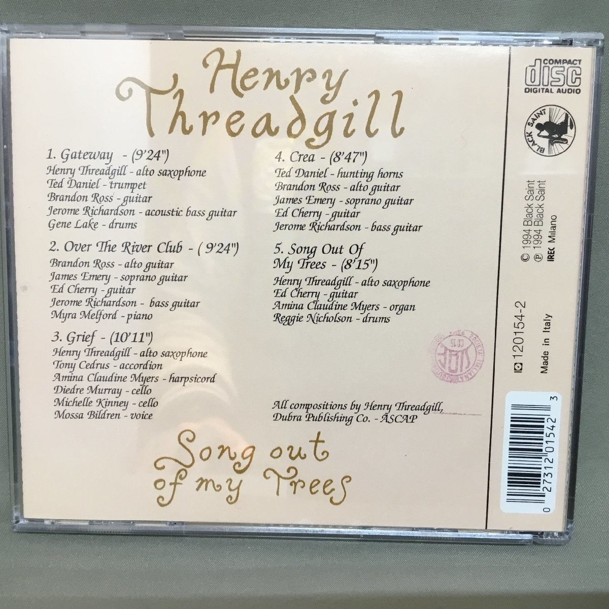 HENRY THREADGILL / SONG OUT OF MY TREES (CD) 120154-2_画像2