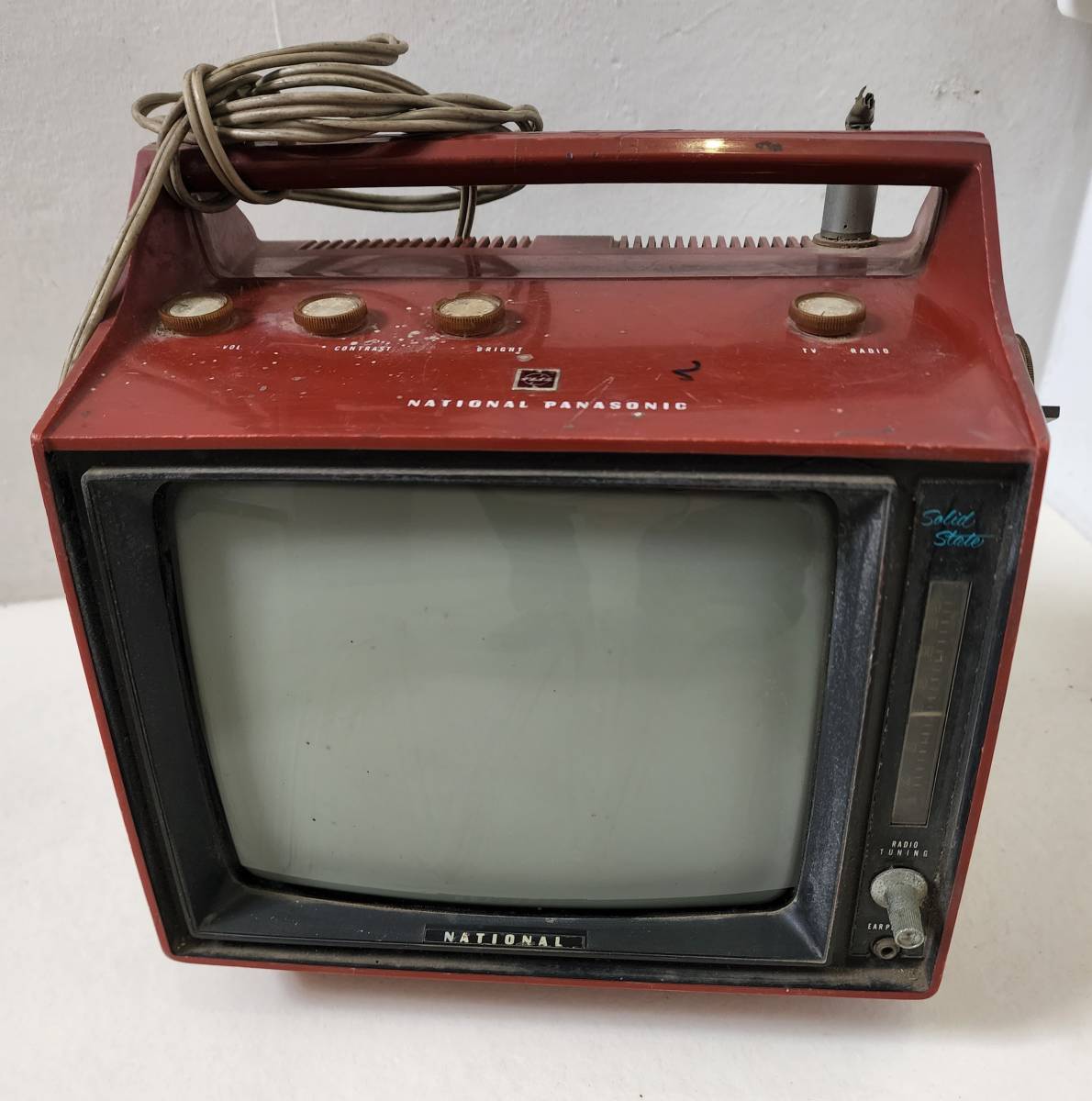 昭和レトロ ナショナルTRANSISTOR TV TR110(N) ブラウン管テレビ 赤 完動品_画像1