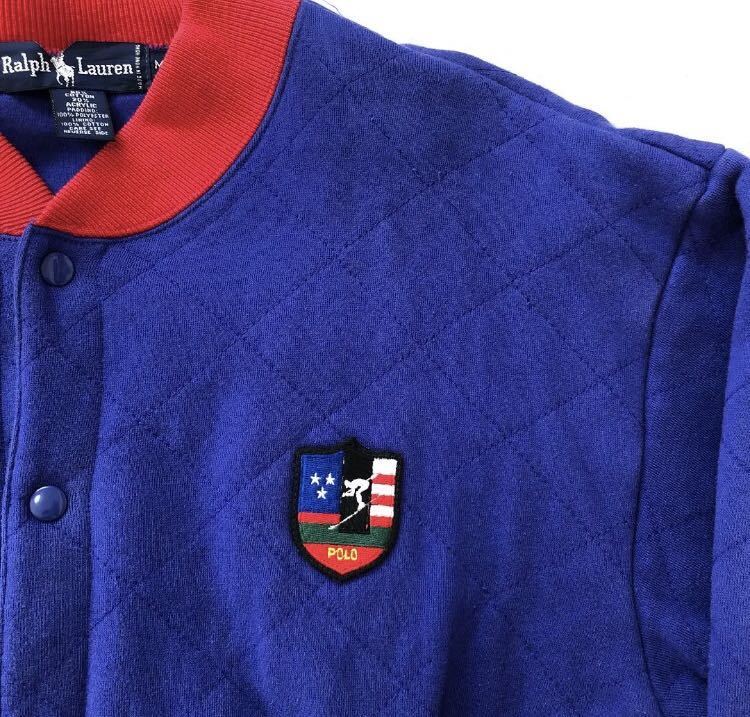 90s Ralph Lauren sweat studium jumper vintage ラルフローレン スウェット キルティング ジャケット スキーパッチ スタジャン RRL