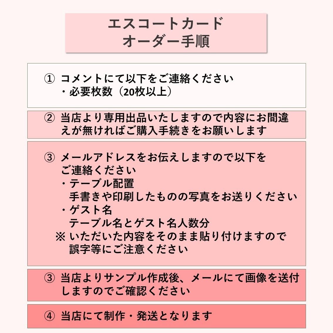 ウエディング エスコートカード 50円/枚