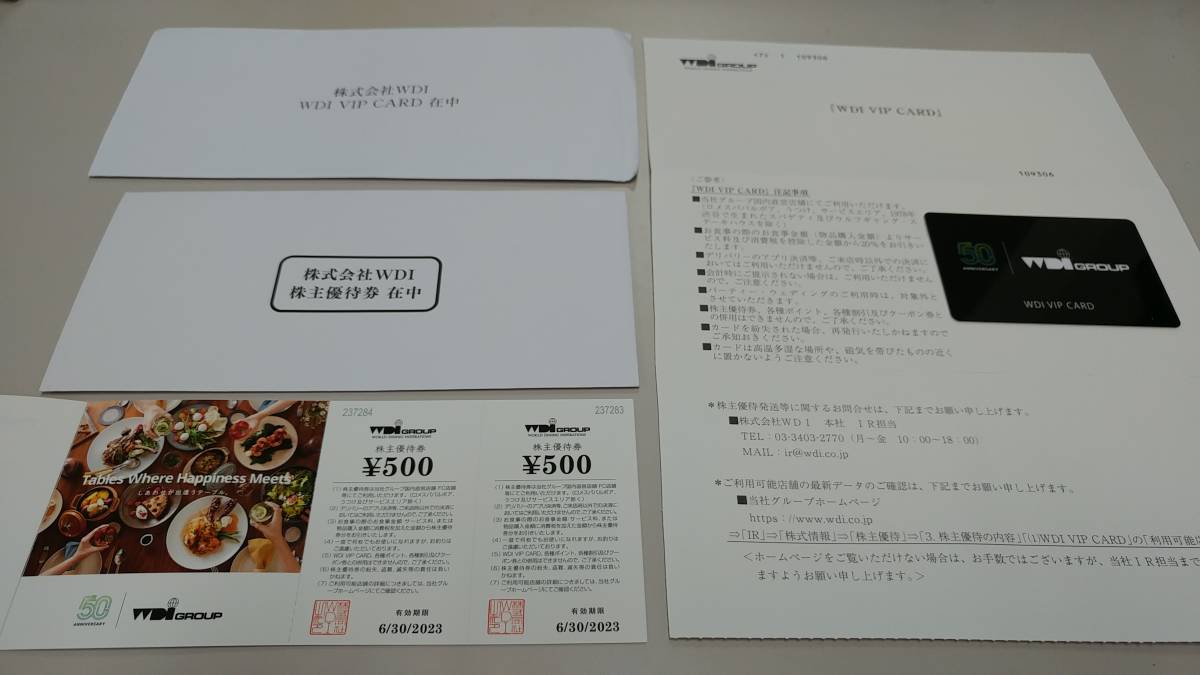 爆売り！ WDI株主優待券3000円 VIP CARD